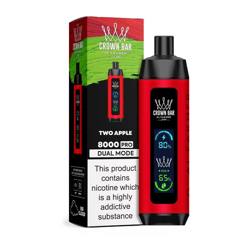 Al Fakher Crown Bar 8000 Pro Two Apple disposable vape, available at Vape Snus Dubai