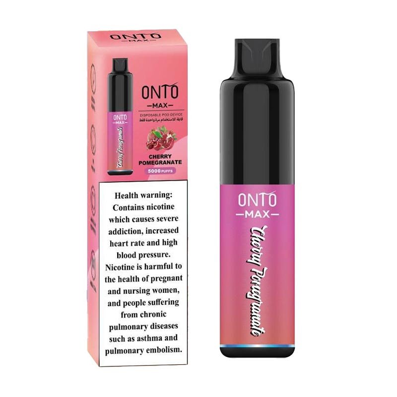 ONTO Max Cherry Pomegranate Disposable Vape, available at Vape Snus Dubai