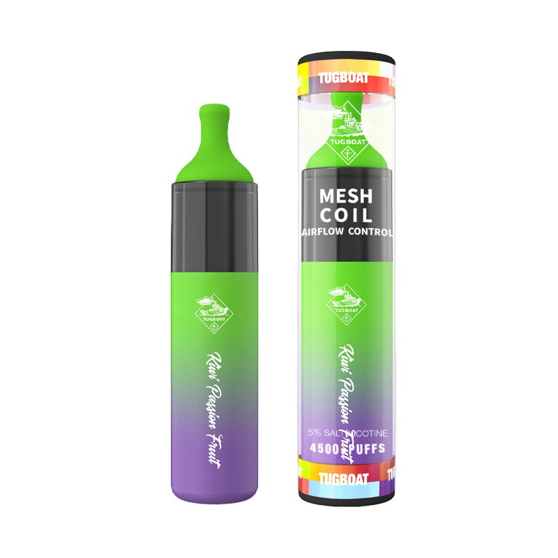 Tugboat Kiwi Rainbow Fruit Disposable Vape with 4500 puffs and mesh coil, available at Vape Snus Dubai
