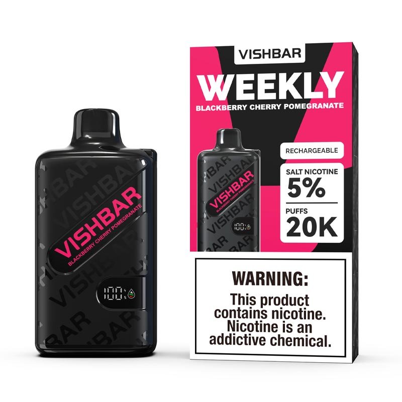 VISHBAR Weekly Blackberry Cherry Pomegranate vape with a rich dark-fruit flavour, available at Vape Snus Dubai