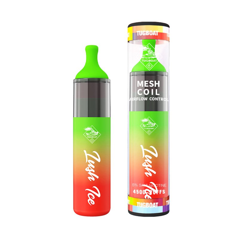 Tugboat Lush Ice Disposable vape in watermelon ice flavour with 4500 puffs and mesh coil, available at Vape Snus Dubai