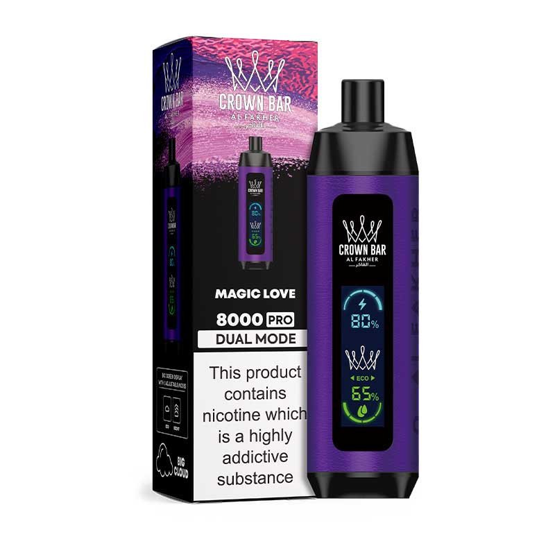 Al Fakher Crown Bar 8000 Pro in Magic Love flavour, available at Vape Snus Dubai