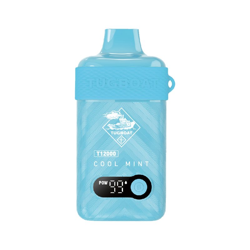 Tugboat T12000 Cool Mint Disposable Vape with digital power display, up to 12,000 puffs, available at Vape Snus Dubai
