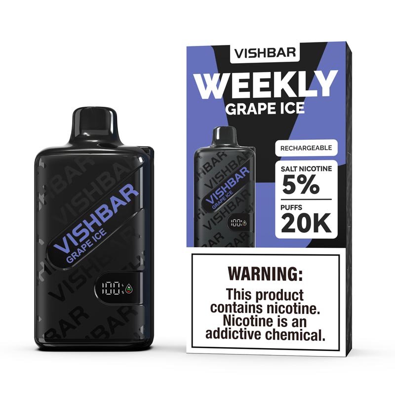 VISHBAR Weekly Grape Ice Vape with juicy grape and a cool icy finish, available at Vape Snus Dubai