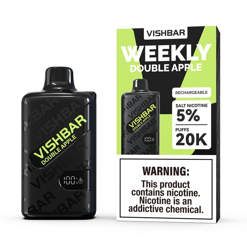 VISHBAR Weekly Double Apple Disposable Vape with a classic sweet and crisp apple flavour, from Vape Snus Dubai