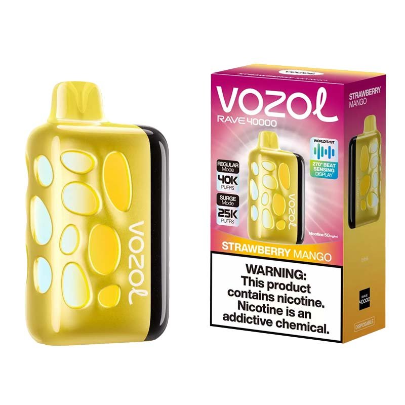 Vozol Rave 40000 Strawberry Mango disposable vape with LED display, available at Vape Snus Dubai