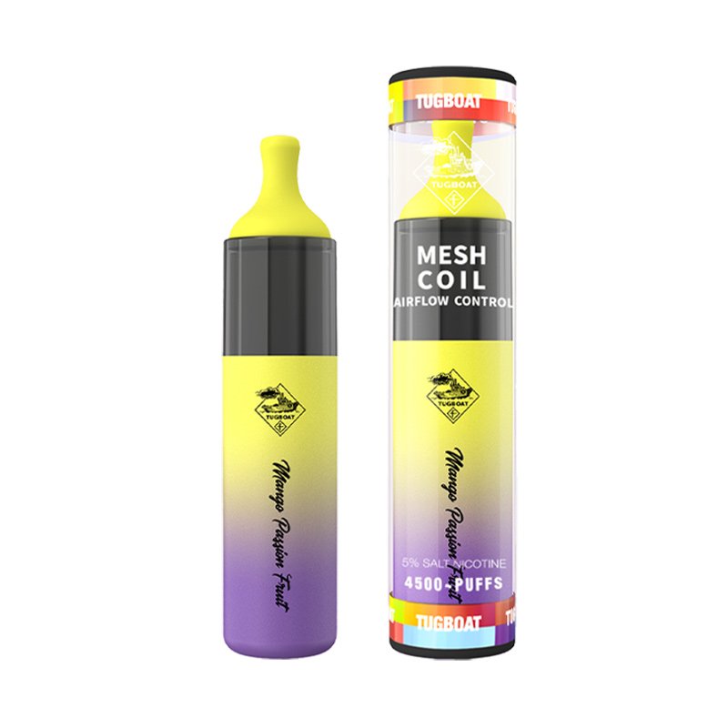 Tugboat Mango Passion Fruit disposable vape, 4500 puffs with mesh coil – available at Vape Snus Dubai